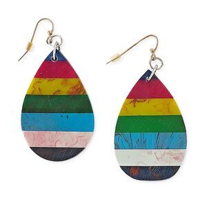 Teardrop Dangle Drop Fashion Earrings Colorful Marbled Striped Rainbow Plastic